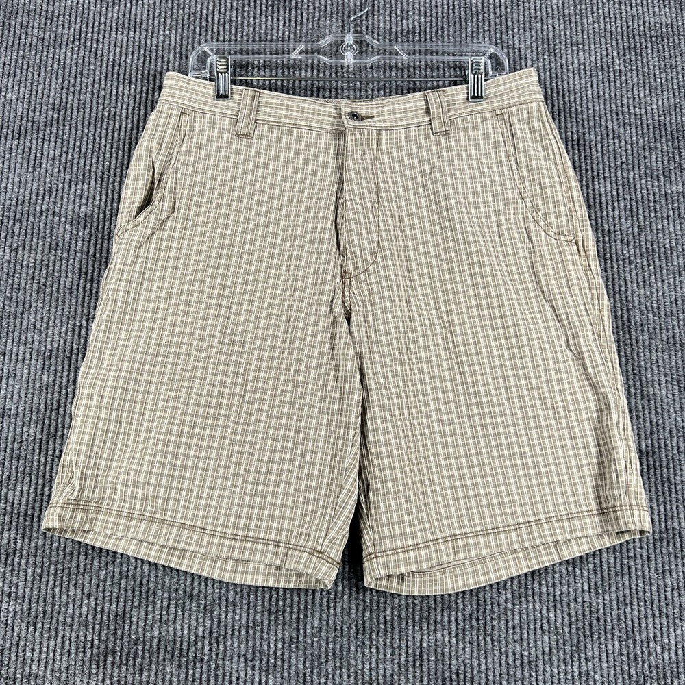 Tommy Bahama Chino Shorts Mens Size 32‎ Brown Check Silk Blend Casual Vacation